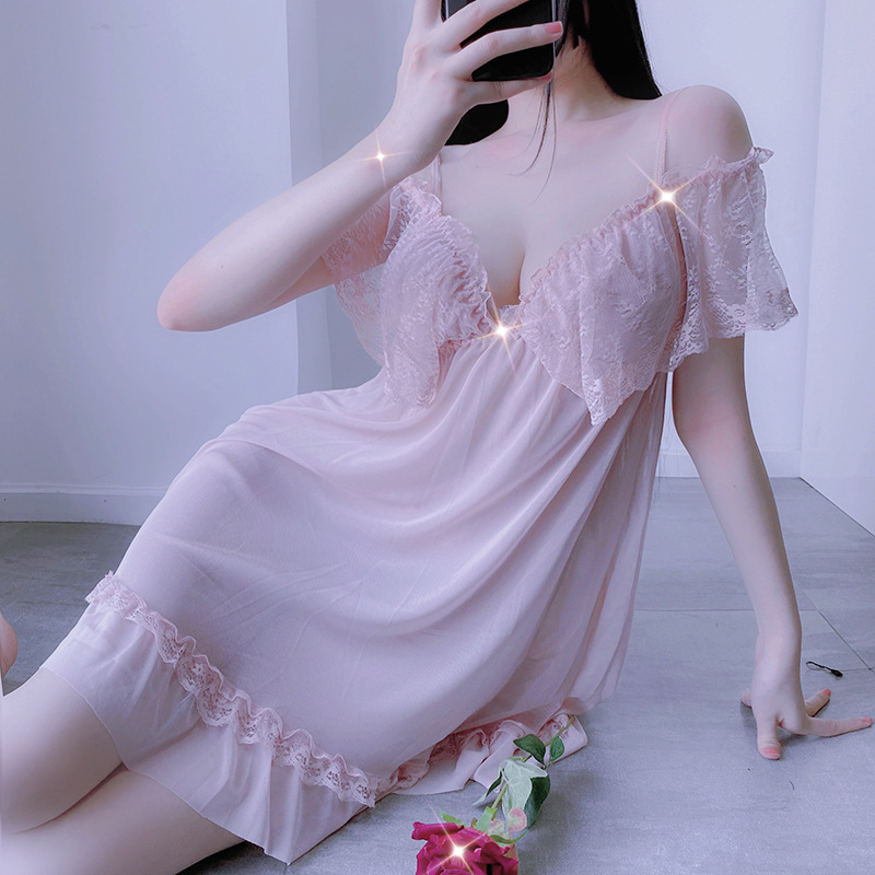 Sexy Lingerie Lace Babydoll Chemise Pink