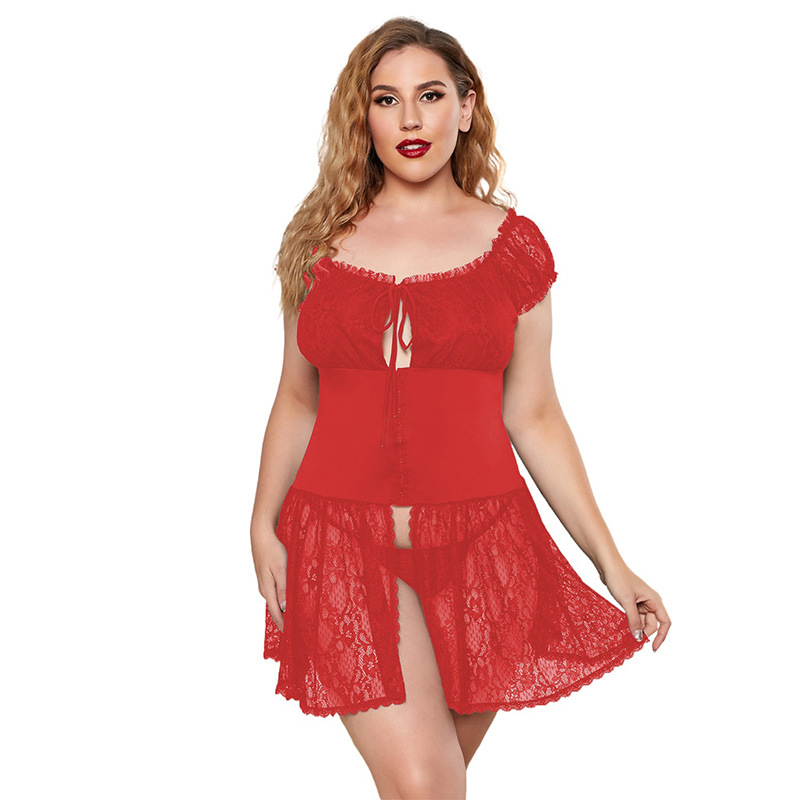 Lace Babydoll Strap Chemise Mesh Sleepwear Red