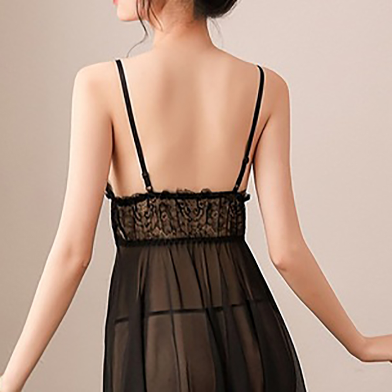 Strap Chemise Floral Lace Sleepwear Nightwear Black Strap Chemise Floral Lace Sleepwear Nightwear Black