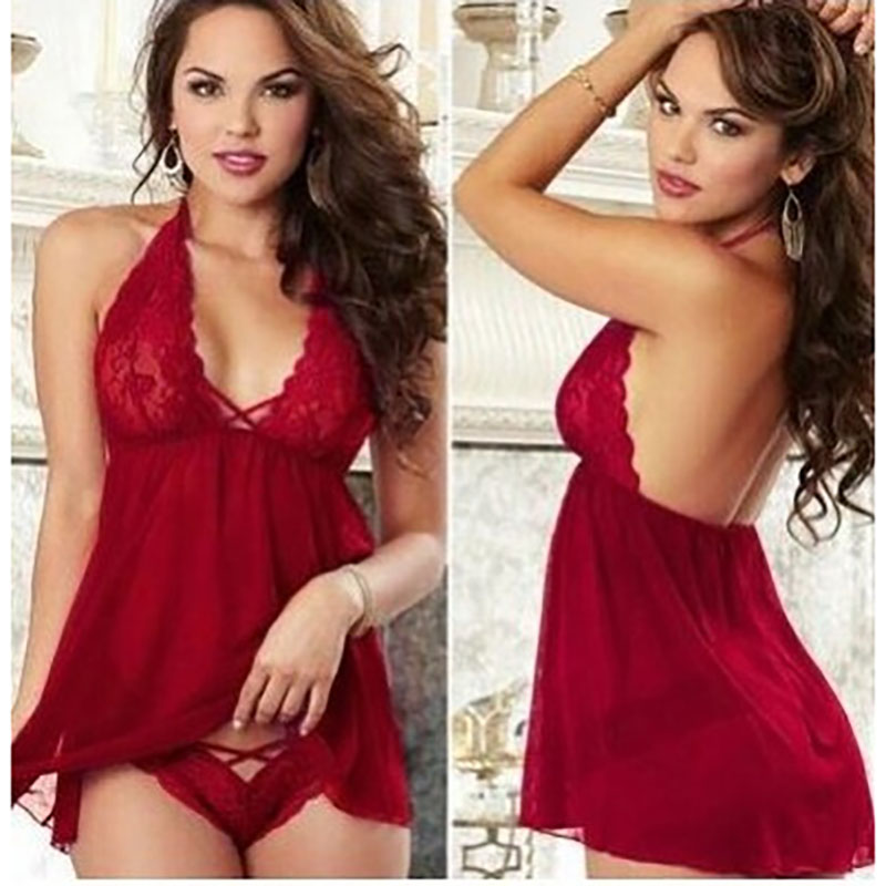 Lace Babydoll Sleepwear Boudoir Outfits Plus Size Burgundy
