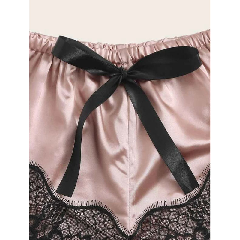 Lace Cami Top with Shorts 2 Piece Sexy Lingerie Pink