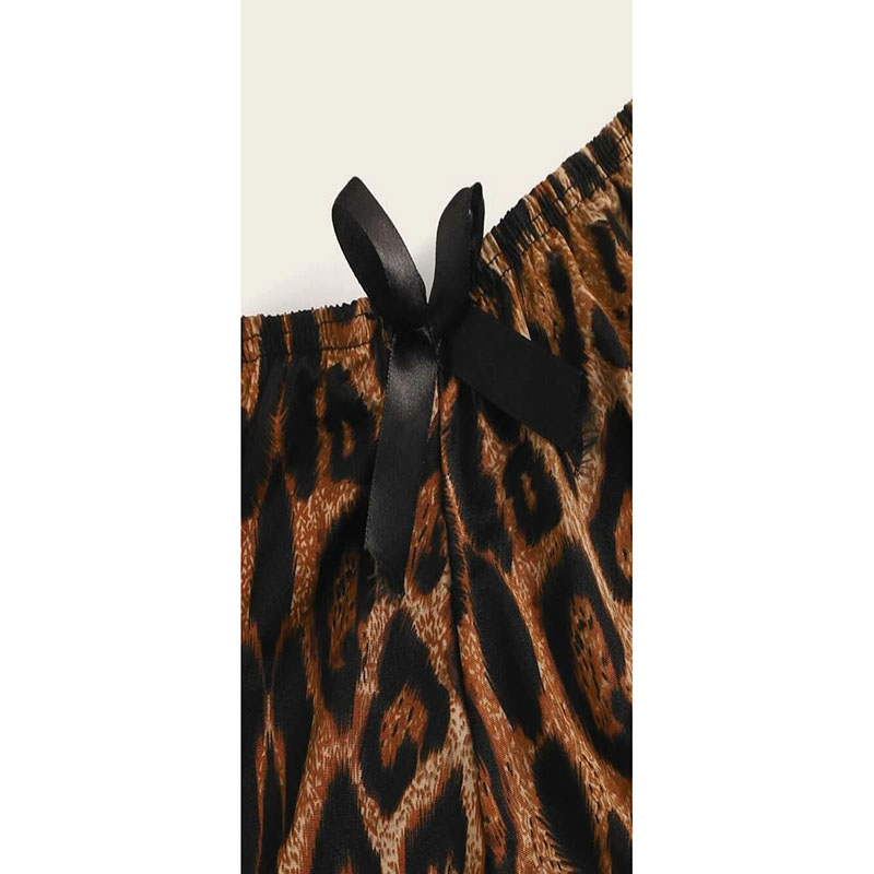 Lace Cami Top with Shorts 2 Piece Leopard Set Black