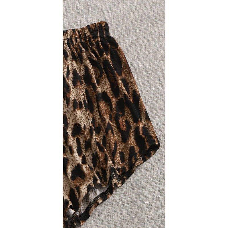 Lace Cami Top with Shorts 2 Piece Leopard Set White