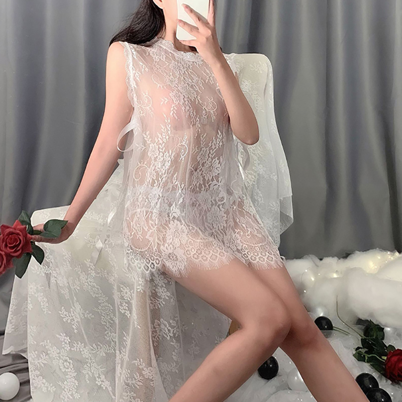 Sexy Lingerie Eyelash Lace Chemise Babydoll Nightwear Set Sexy Lingerie Eyelash Lace Chemise Babydoll Nightwear Set