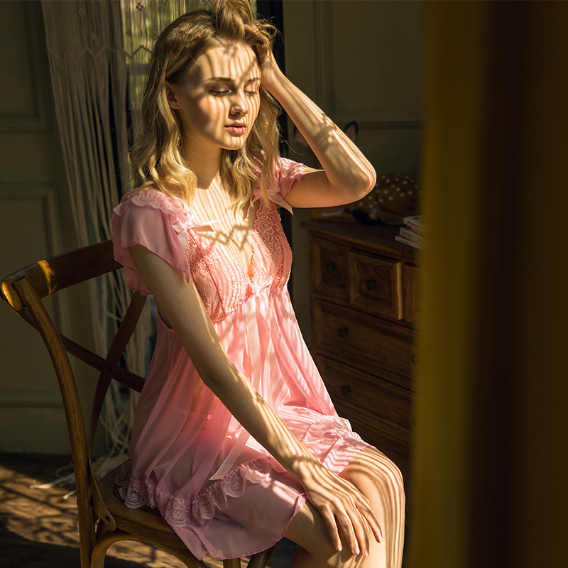 Women Floral Lace Babydoll Sleepwear Langeray Pink Women Floral Lace Babydoll Sleepwear Langeray Pink