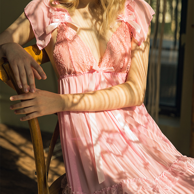 Women Floral Lace Babydoll Sleepwear Langeray Pink Women Floral Lace Babydoll Sleepwear Langeray Pink