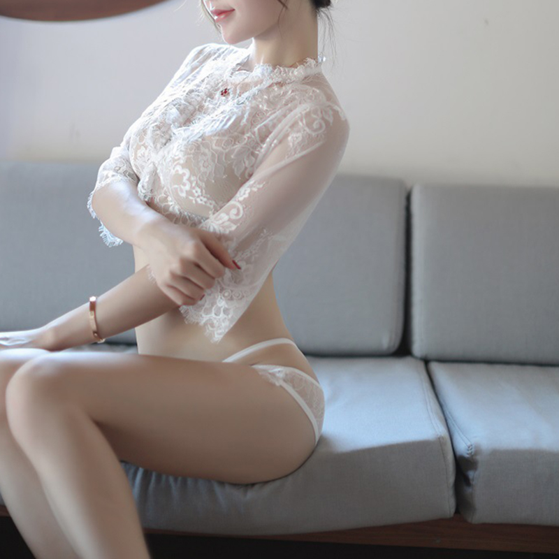 Eyelash Lace Edge See Through Lingerie Set White B090 Eyelash Lace Edge See Through Lingerie Set White B090