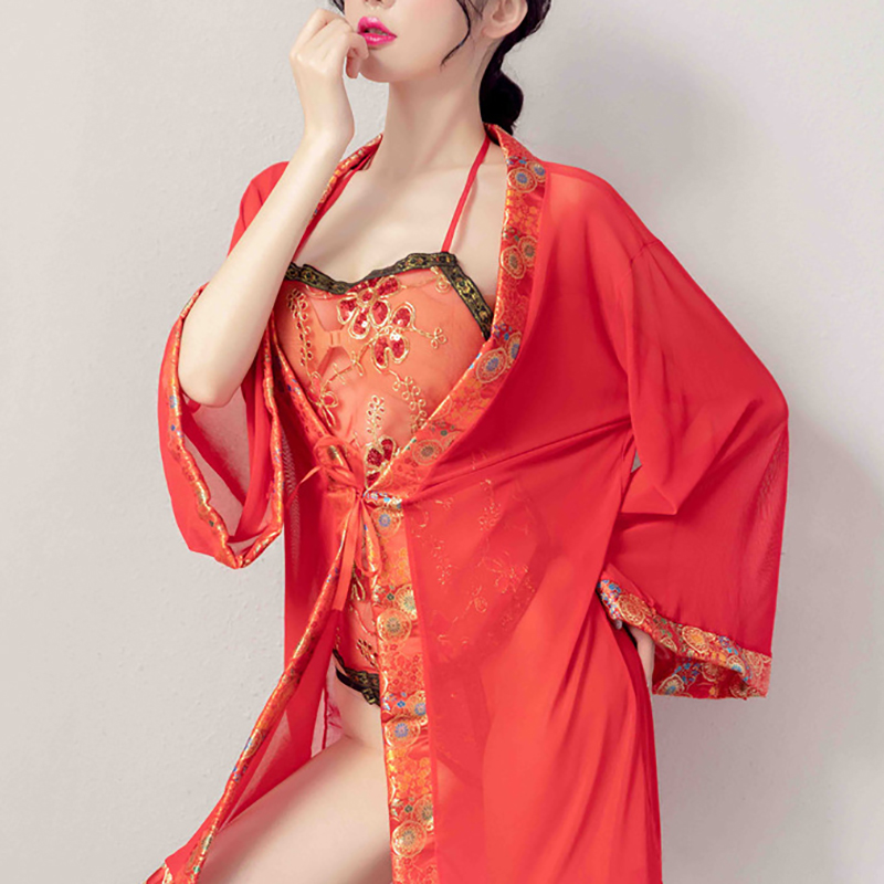 Perspective Temptation Sexy Lace Carved Pajamas, Oriental Classical Beauty Perspective Temptation Sexy Lace Carved Pajamas, Oriental Classical Beauty