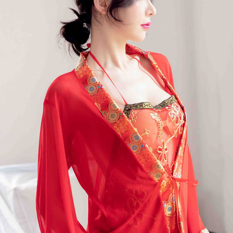 Perspective Temptation Sexy Lace Carved Pajamas, Oriental Classical Beauty Perspective Temptation Sexy Lace Carved Pajamas, Oriental Classical Beauty