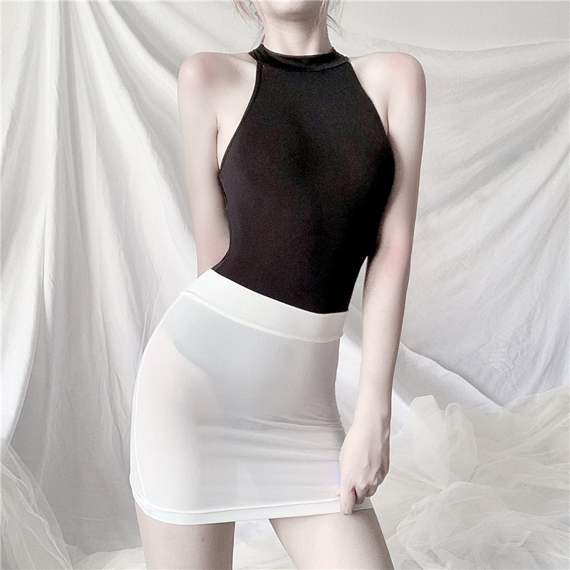 Halter High Neck See Through Open Crotch Lingerie Black Halter High Neck See Through Open Crotch Lingerie Black