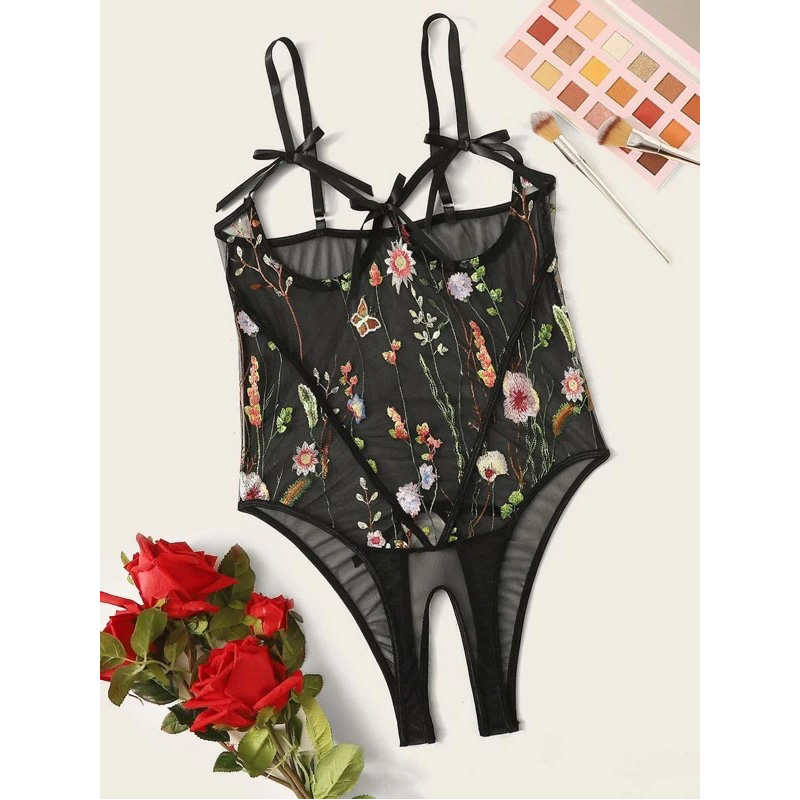 Sexy See Through Halter Neck Women Lingerie With Chest Hollow